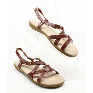 GH Bass Sunjuns Margie Brown Leather Strappy Sandals Womens 8.5 M 4337-840